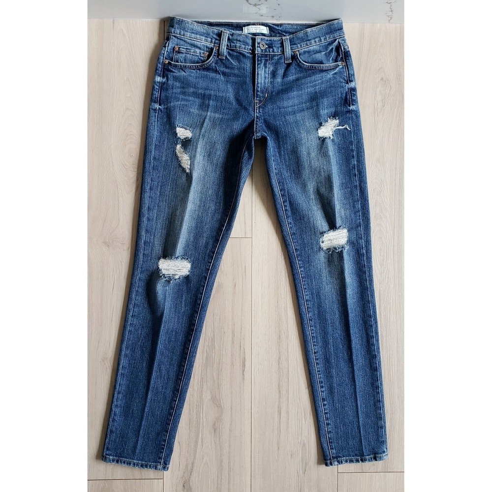 Principle‎ Free Spirit Jeans Womens 27 Blue Distressed Slim Straight Denim